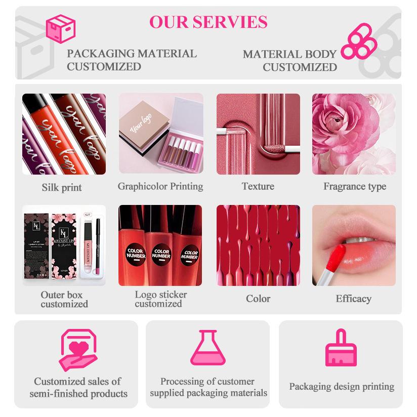 Cosmetic Lip Gloss Packaging Supplier Hot Sale Liquid Lipstick Fashion Bulk Custom Logo Matte Lip Gloss Suit