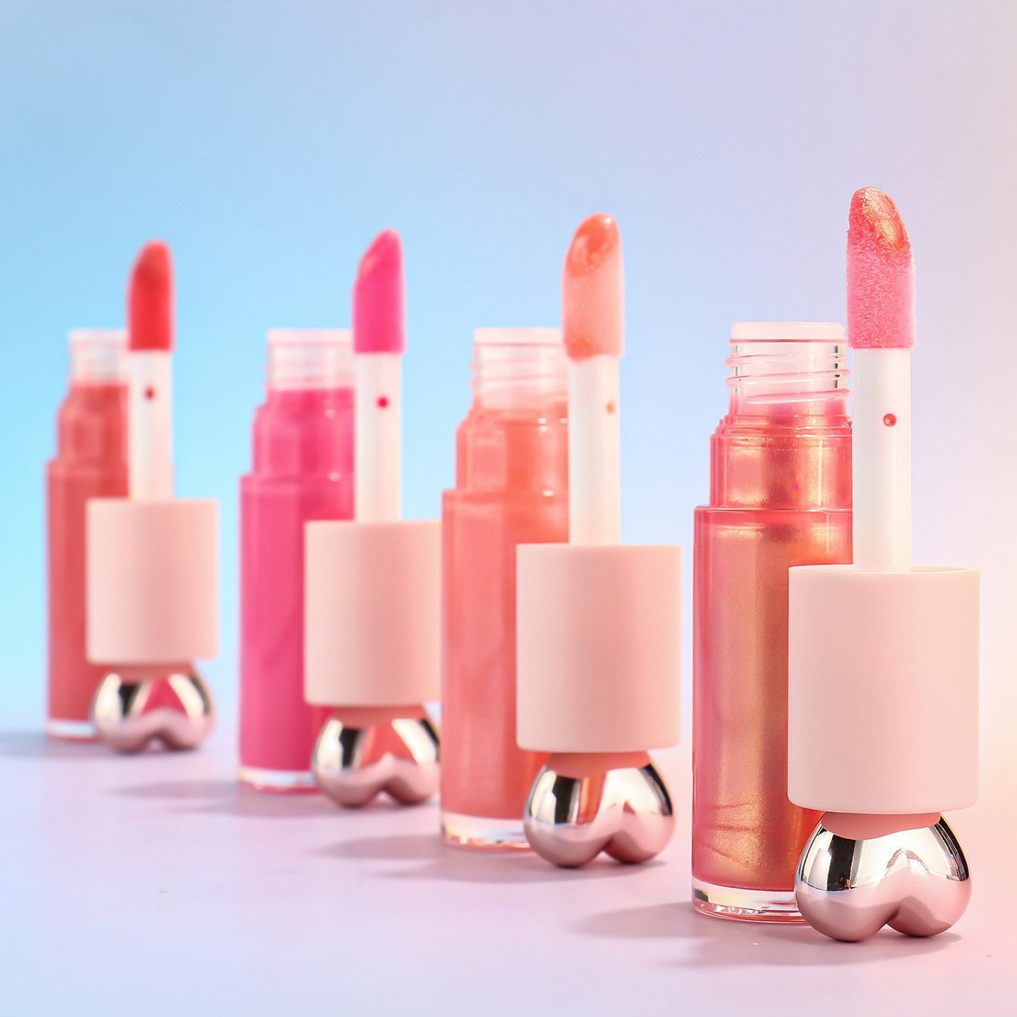 Vegetarian Waterproof Matte Liquid Lipstick Gloss Lip Gloss Custom Your Logo High Quality Heart Shape Lip Gloss Tube DIY Lip Gloss