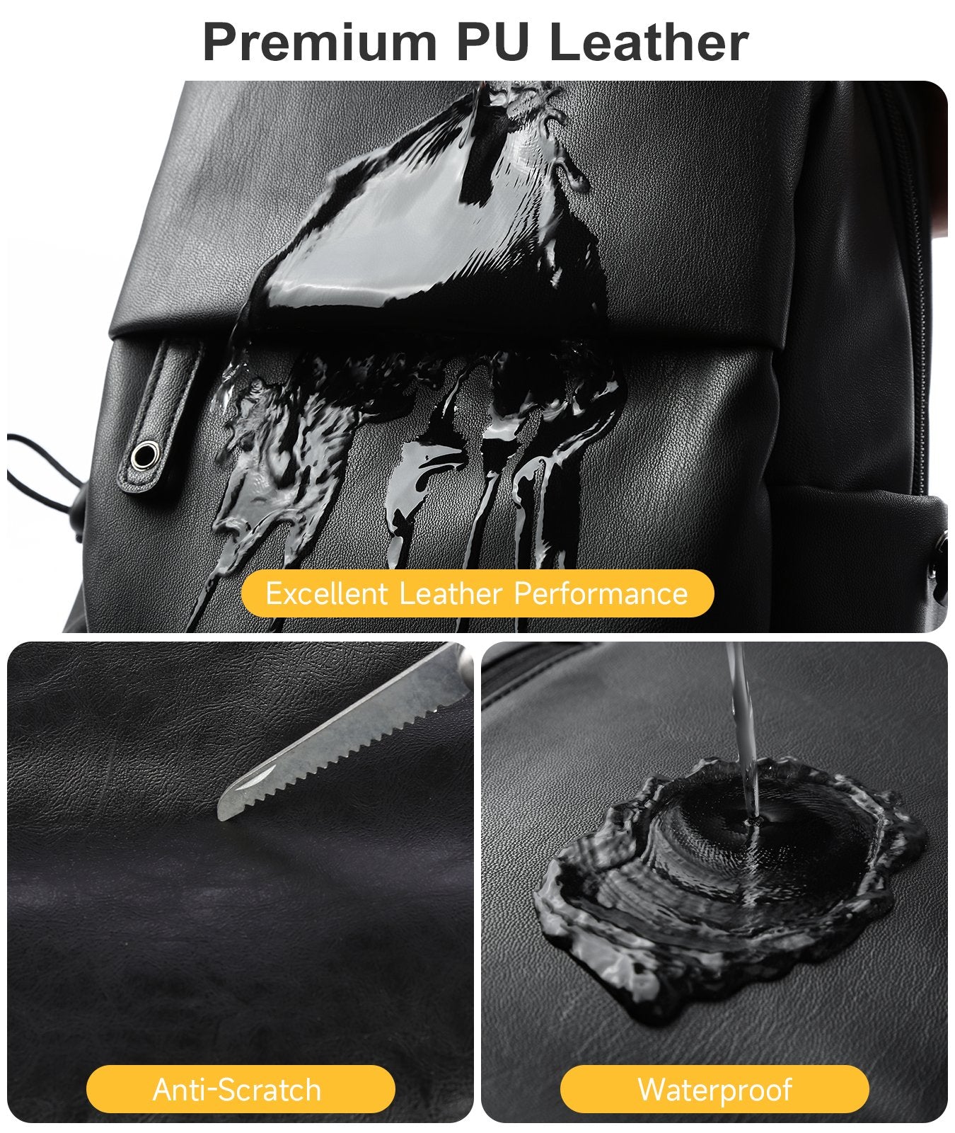 Waterproof Anti-theft PU Leather Chest Bag Men's Crossbody Bag