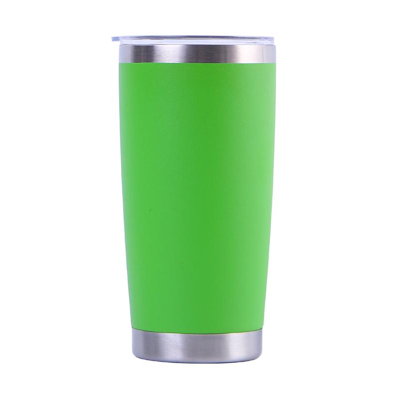 Custom Logo Double Wall 18/8 Stainless Steel 20 Oz Tumbler Travel Mug 20 Oz Powder Coated Coffee Mug Tumbler With Lid And Straw