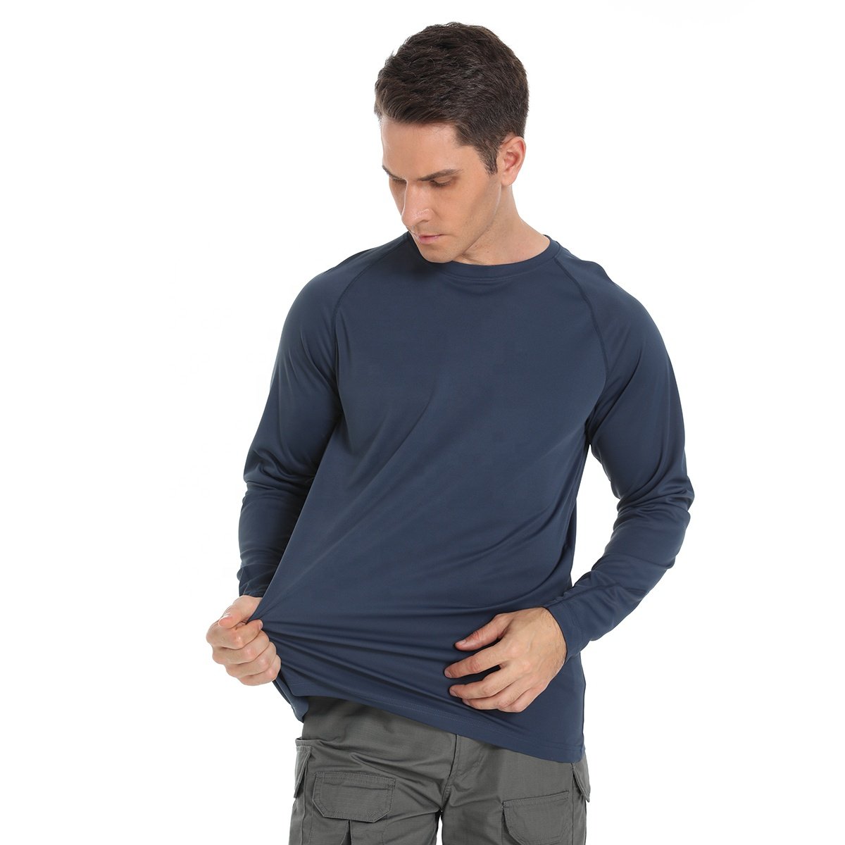US Size In Stock Blank Wicking Breathable Upf50 Men's Performance Long Sleeve Fishing Shirt