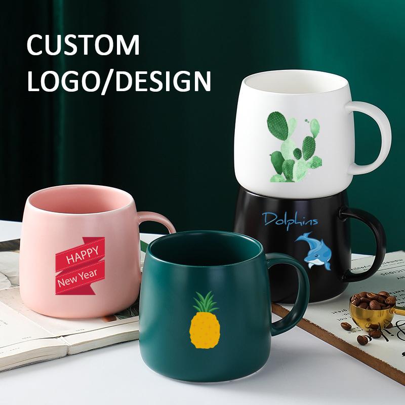 Custom 15 Oz Matte Ceramic Coffee Cup Wholesale Large Porcelain Drink Personalized Christmas Cup With Logo Printed Tea Cup