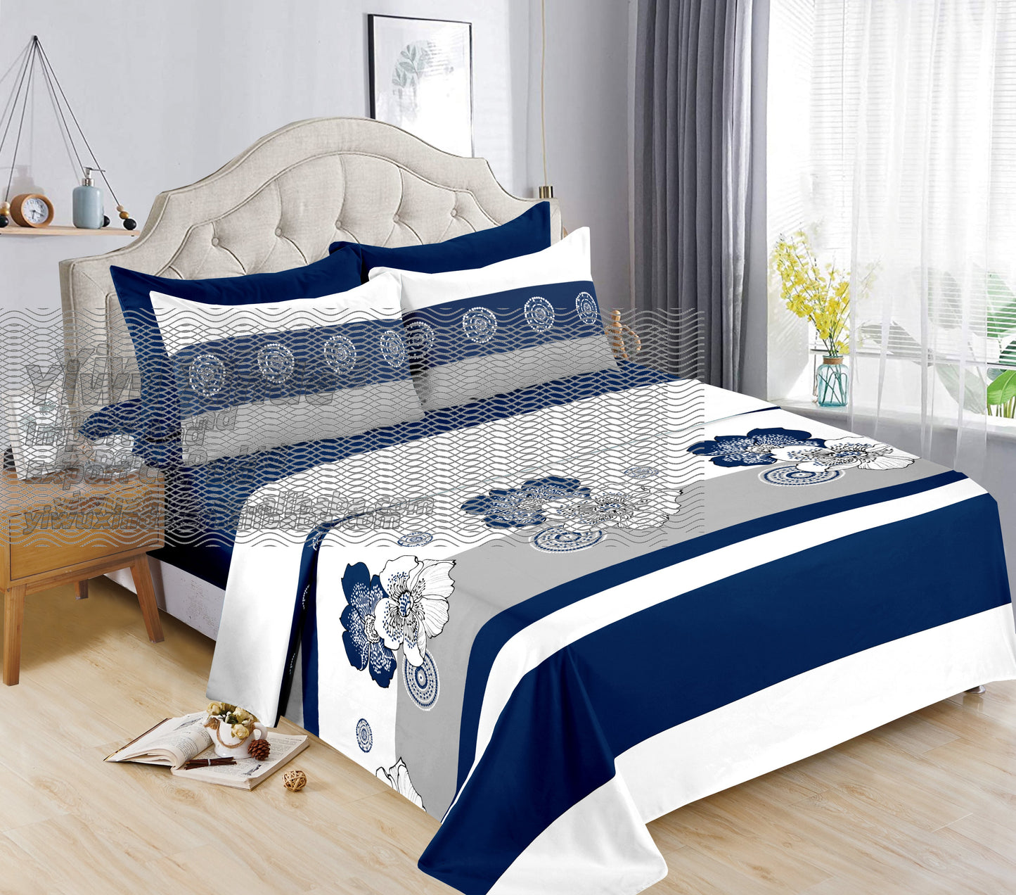 6pc Bedding Suit Wholesale In Stock Retail Printed Cotton Touch Fit Sheets King Bed Sheet With Pillowcase 6 Pcs