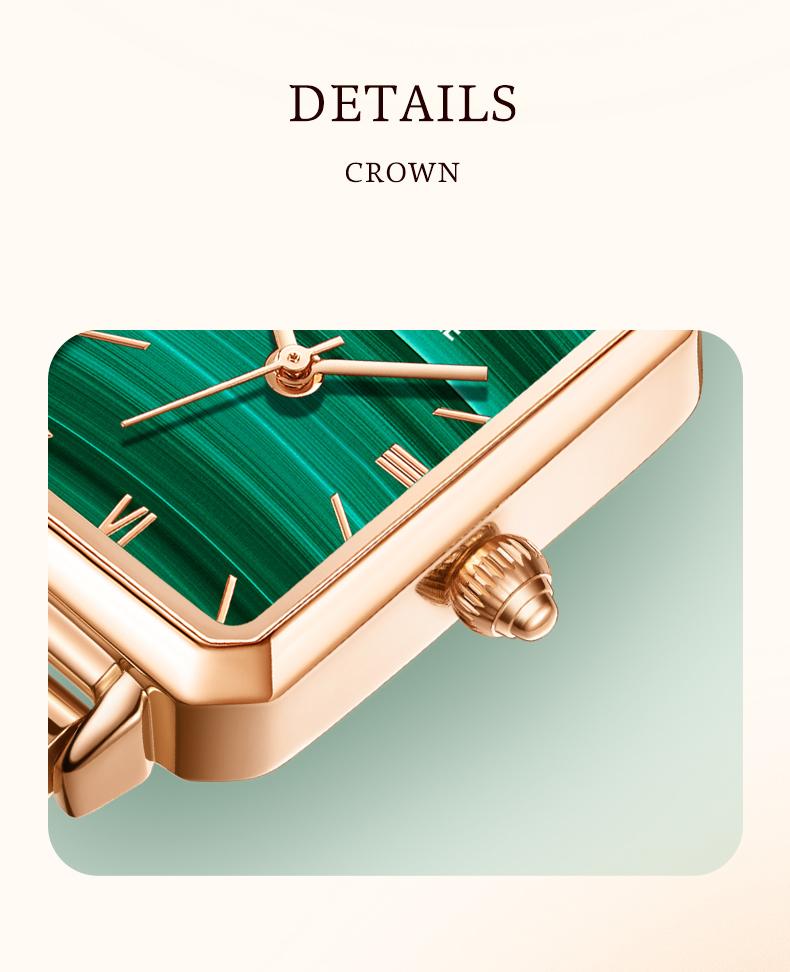 Brand Women's Watch Fashion Square Quartz Watch Bracelet Suit Green Or Blue Dial Simple Rose Gold Stainless Steel Luxury Watch