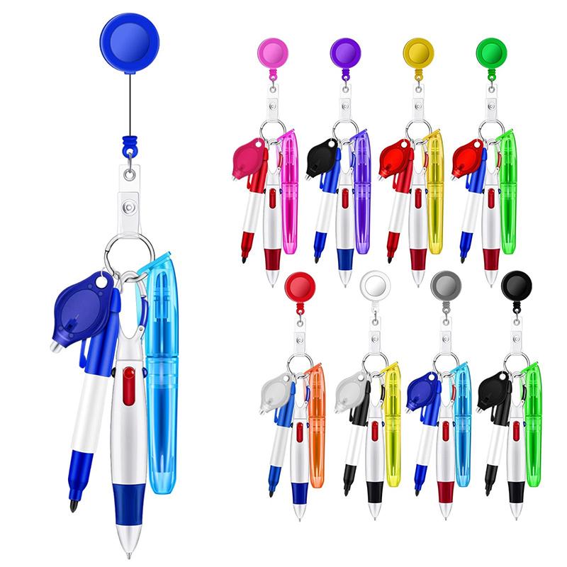 Assemble Multi-function Nurse Pen Set Clip Badge Holder Retractable Custom Nurse Pen Badge Reel Nurse Doctor Gift