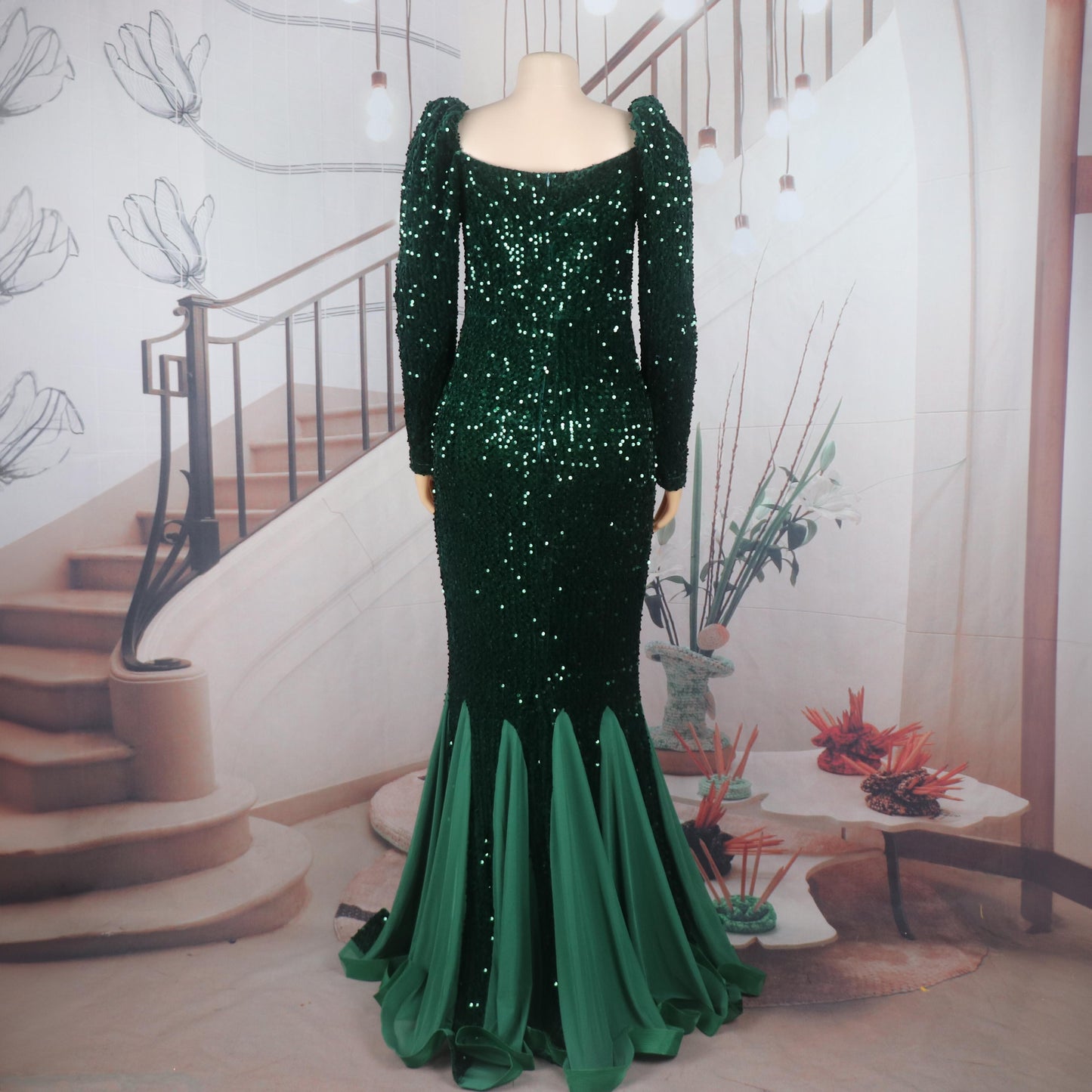 Elegant African Clothing Dress Women African Dress Sequins Latest African Dress Style African Women Hem Mesh Dress