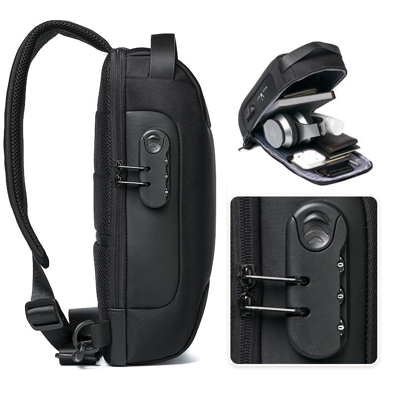 Anti-theft Men's Chest Bag Good Shape Beautiful Waterproof USB Rechargeable Crossbody Bag