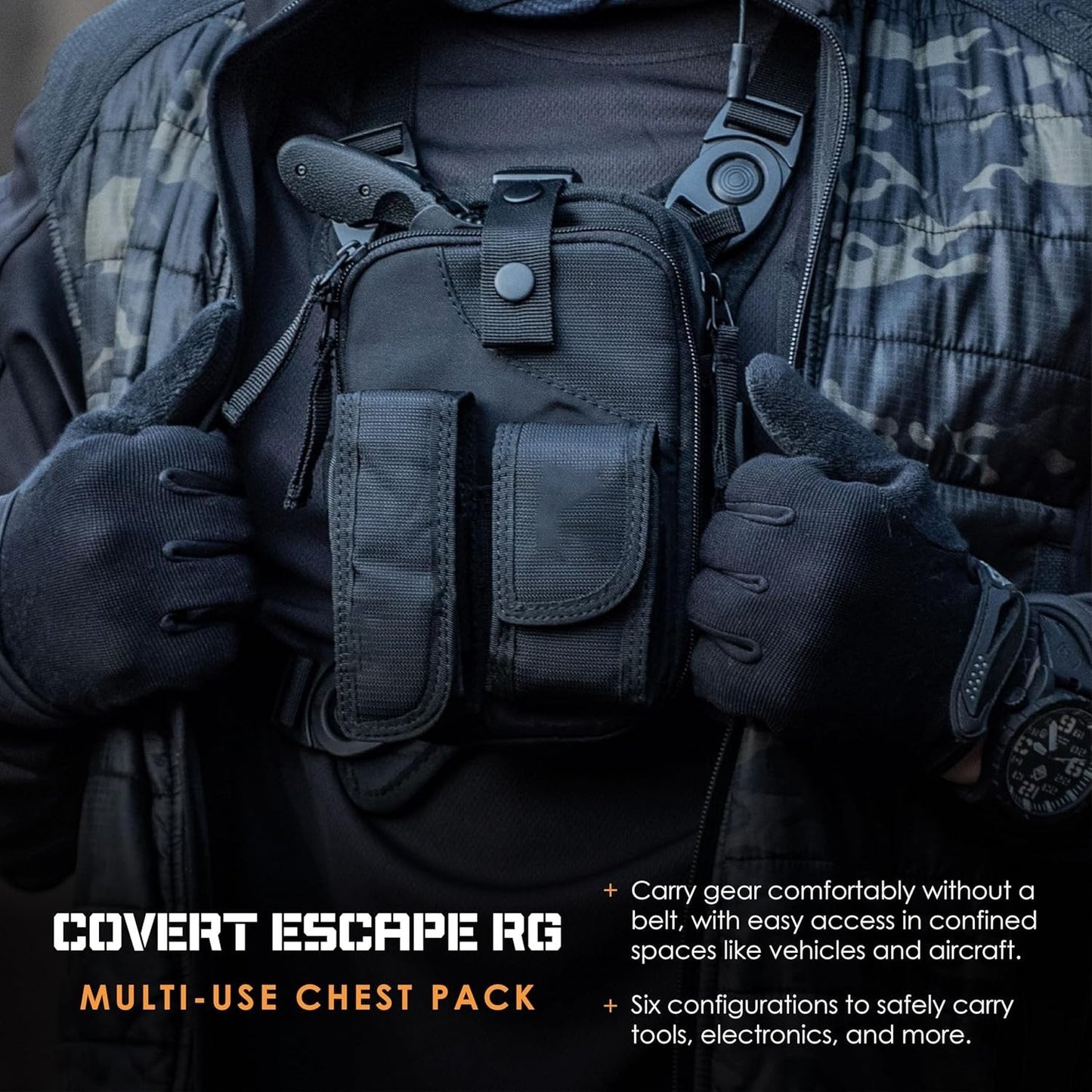 Custom Waterproof Tool Shoulder Bag Vest Backpack Travel Multi-configuration Men's Tactical Chest Bag