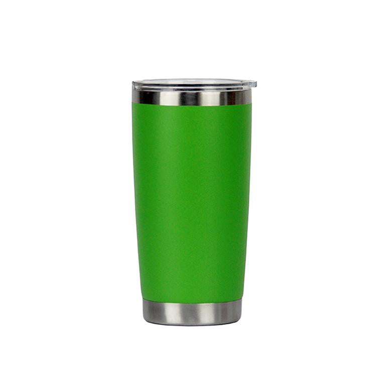 Custom 20 Oz Tumbler Cup With Powder Coated Color Double Wall Stainless Steel 20 Oz Coffee Tumbler With Lid And Straw