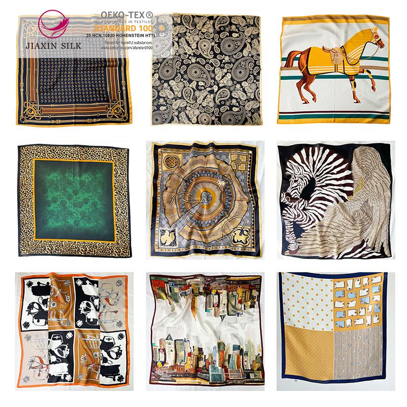 Custom 100% Silk Digital Printed Silk Twill Scarf Custom Printed Silk Scarf