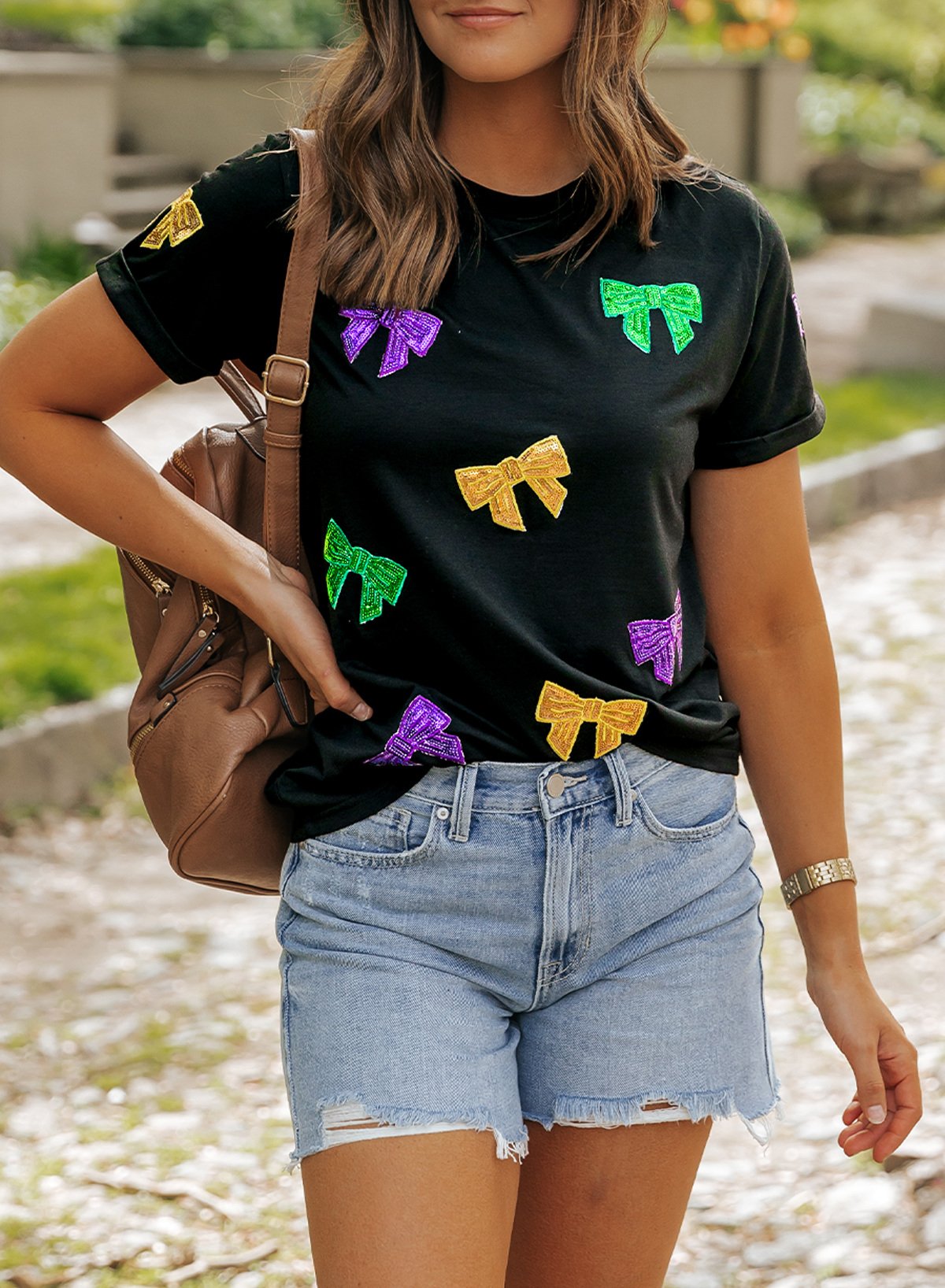 Dear Lover Wholesale Bulk Carnival Casual Summer Short Sleeve Round Neck Women Rhinestone Sequin Pattern T-Shirt