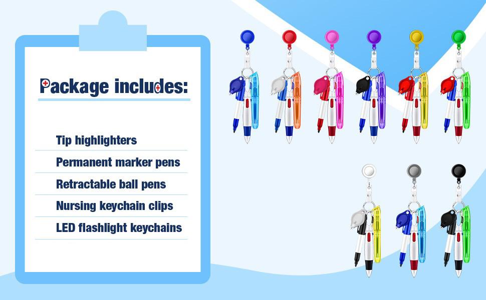 Assemble Multi-function Nurse Pen Set Clip Badge Holder Retractable Custom Nurse Pen Badge Reel Nurse Doctor Gift