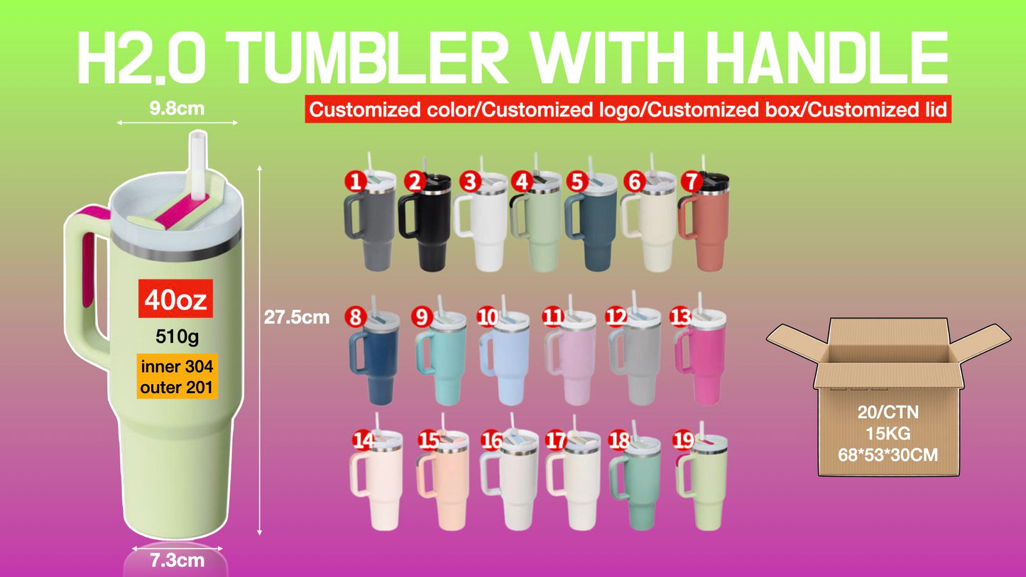 Usa Warehouse H2.0 Flowstate Stainless Steel Coffee Mug Travel Mug 30 Oz 40 Oz Sublimation Glass Cup With Handle