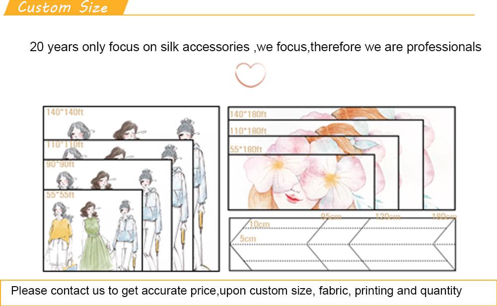 100% Silk Scarf Custom Printed Silk Twill Square Scarf Ladies Digital Printed Silk Scarf With Your Own Design