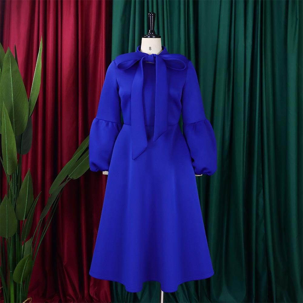 New Women's Elegant Elegant Women's Puff Cuff Large Skirt High Waist Women's Office Dress