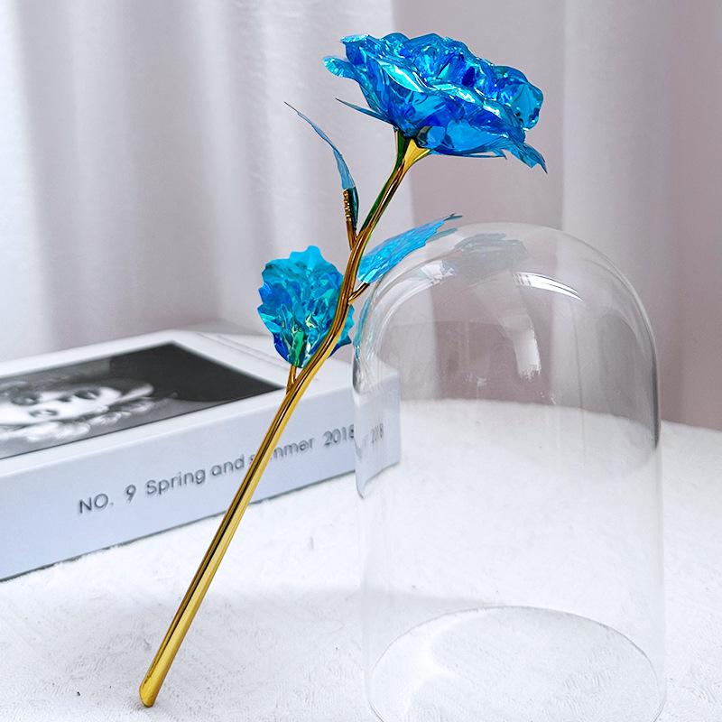 Glass Dome LED Light Mother's Day And Christmas Gift Plastic Preserved Flowers Plant Women Eternal Galaxy Rose Forever Rose