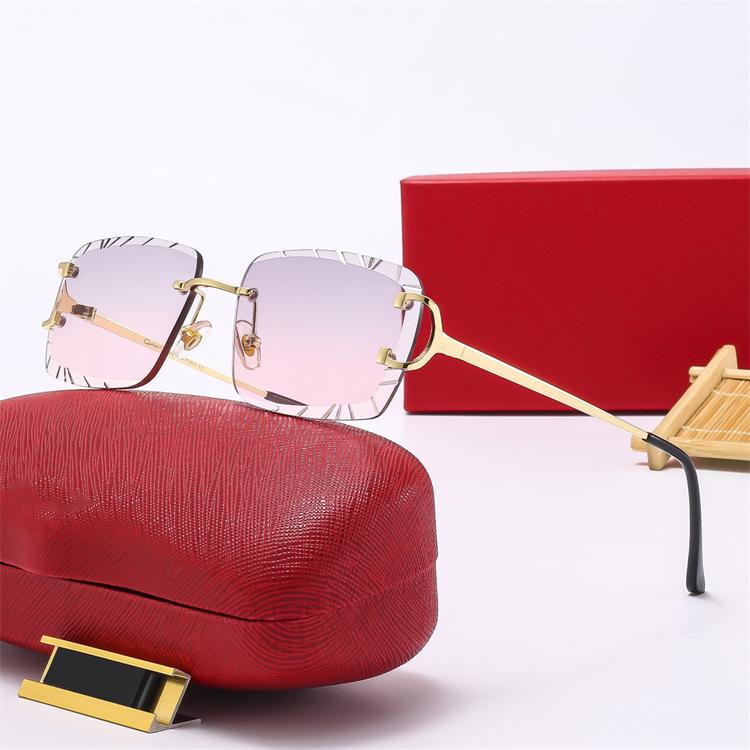 2025 Designer Cartiering Classic Frameless Sunglasses Women And Men Diamond Cut Italian Inspired Luxury Brand Sunglasses UV