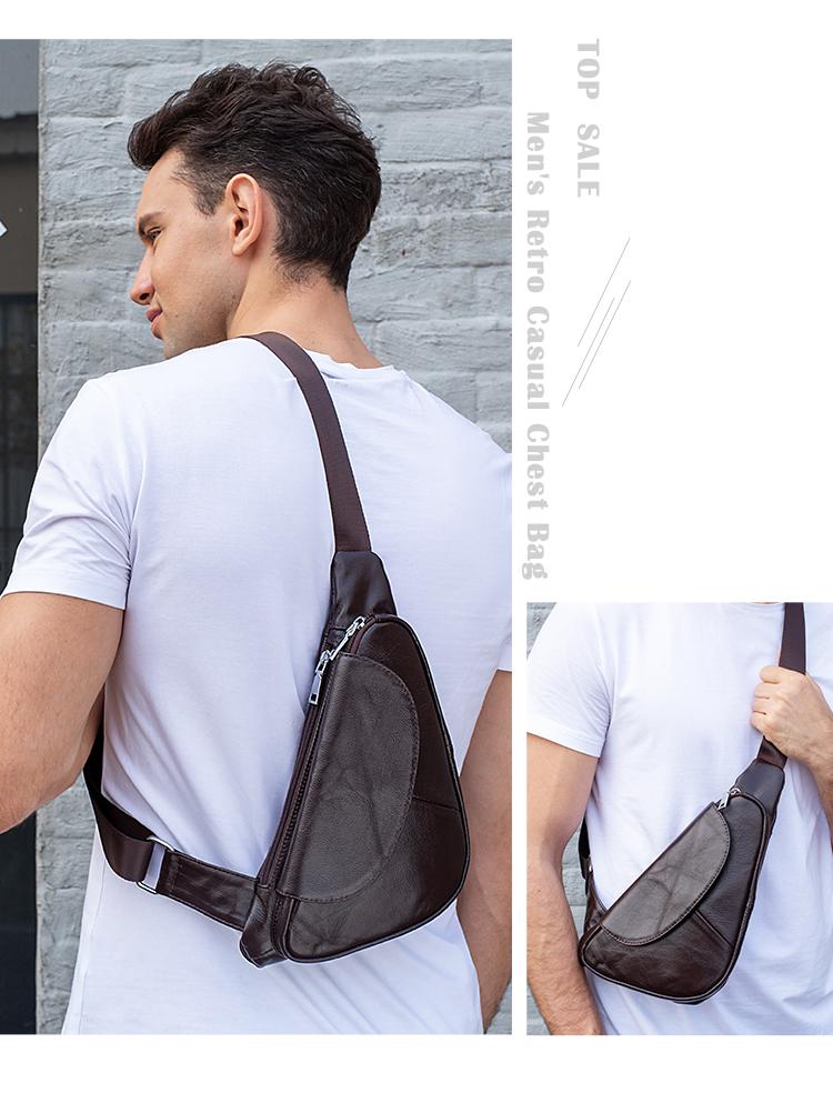 MARRANT Shoulder Bag Men's Outdoor Travel Camping Backpack Genuine Leather Men's Crossbody Sling Bag Genuine Leather Men's Chest Bag
