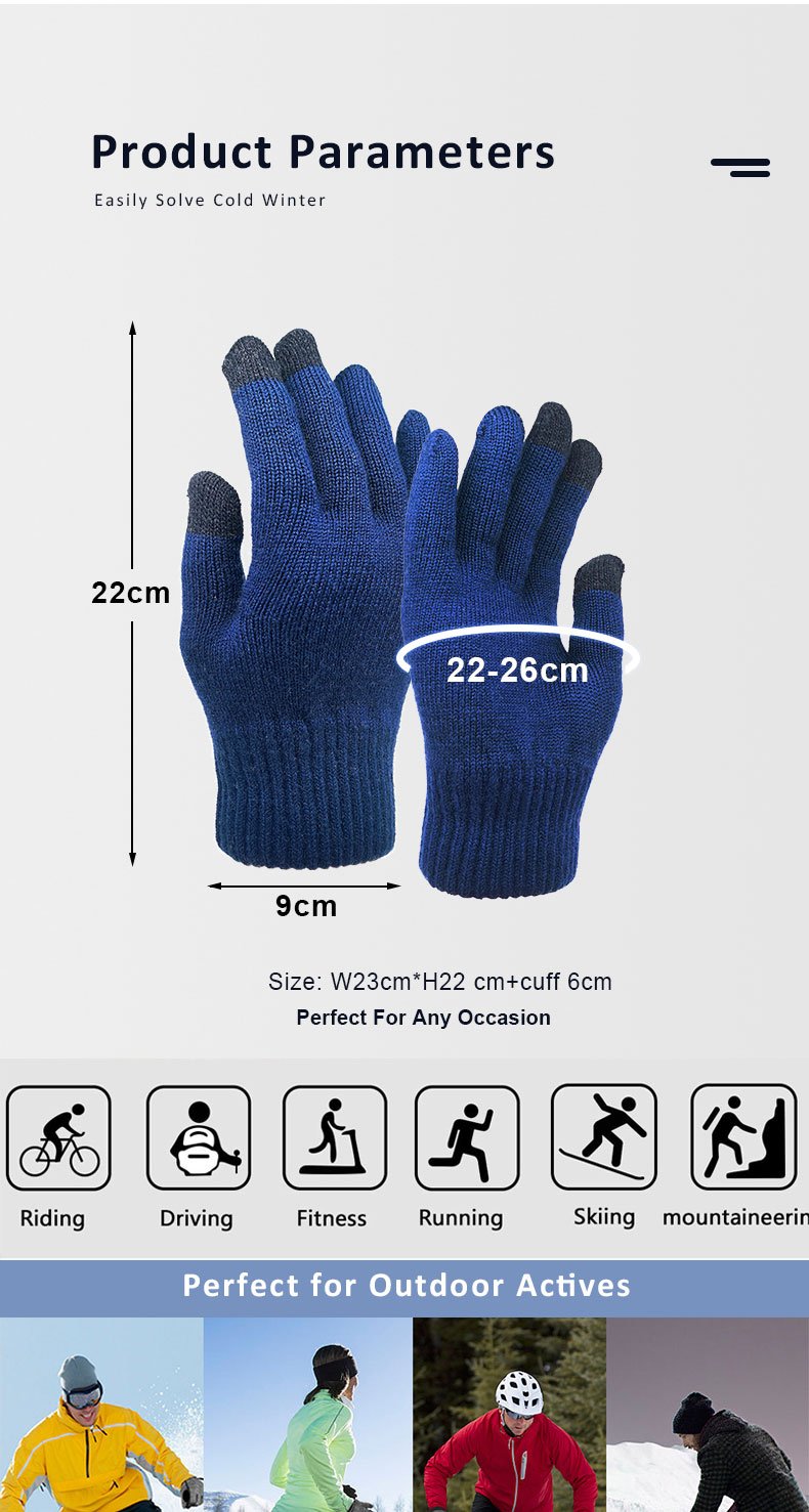 100% Merino Wool Custom Logo Men Magic Warm Women Knitted Winter Gloves With Luxury Retro Biker Hand Gloves