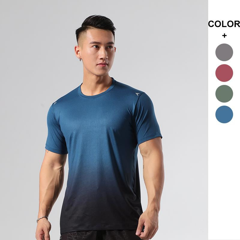 Quick Drying Four-way Stretch T-shirt Sports Top Sports Gradient Regular Suitable For Jogger Man Technical Shirt