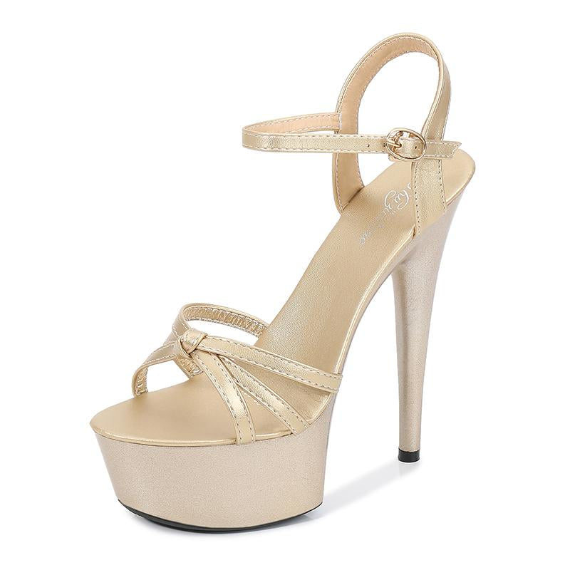 Fashion Ankle Strap Platform Sandals 15cm High Heels Fashion Striptease Sexy Nightclub Sandals Women