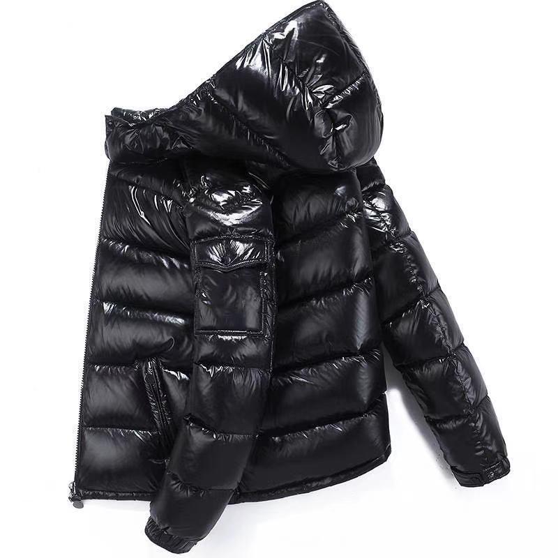 Down Jacket Men's Bright Face Fashionable Hooded Short Thickened Winter Bomber Shiny Puffer Men's Jacket