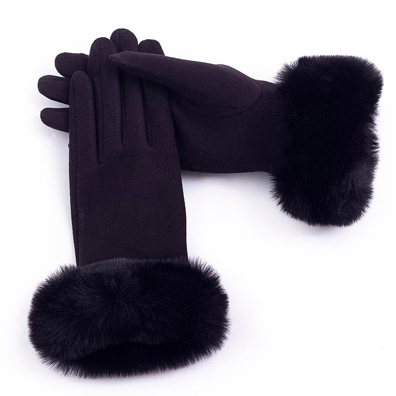 Hot Sale Winter Warm Artificial Wool Cuff Gloves Women Fashion Fleece Touch Screen Gloves