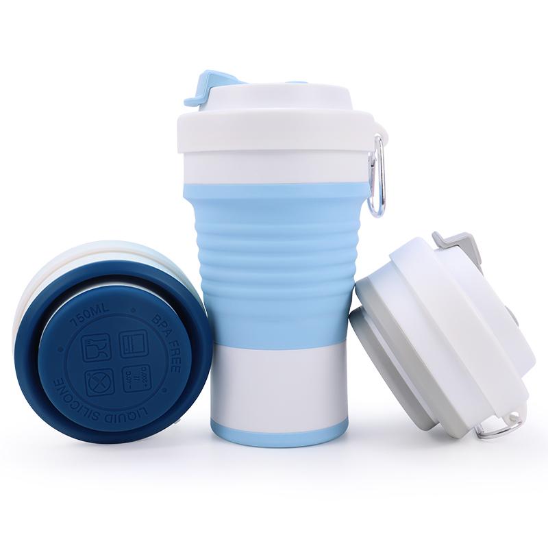 Customized Portable Eco Foldable 16 Oz 350 Ml 450 Ml 500 Ml 550 Ml Outdoor Travel Reusable Silicone Foldable Foldable Coffee Cup Mug