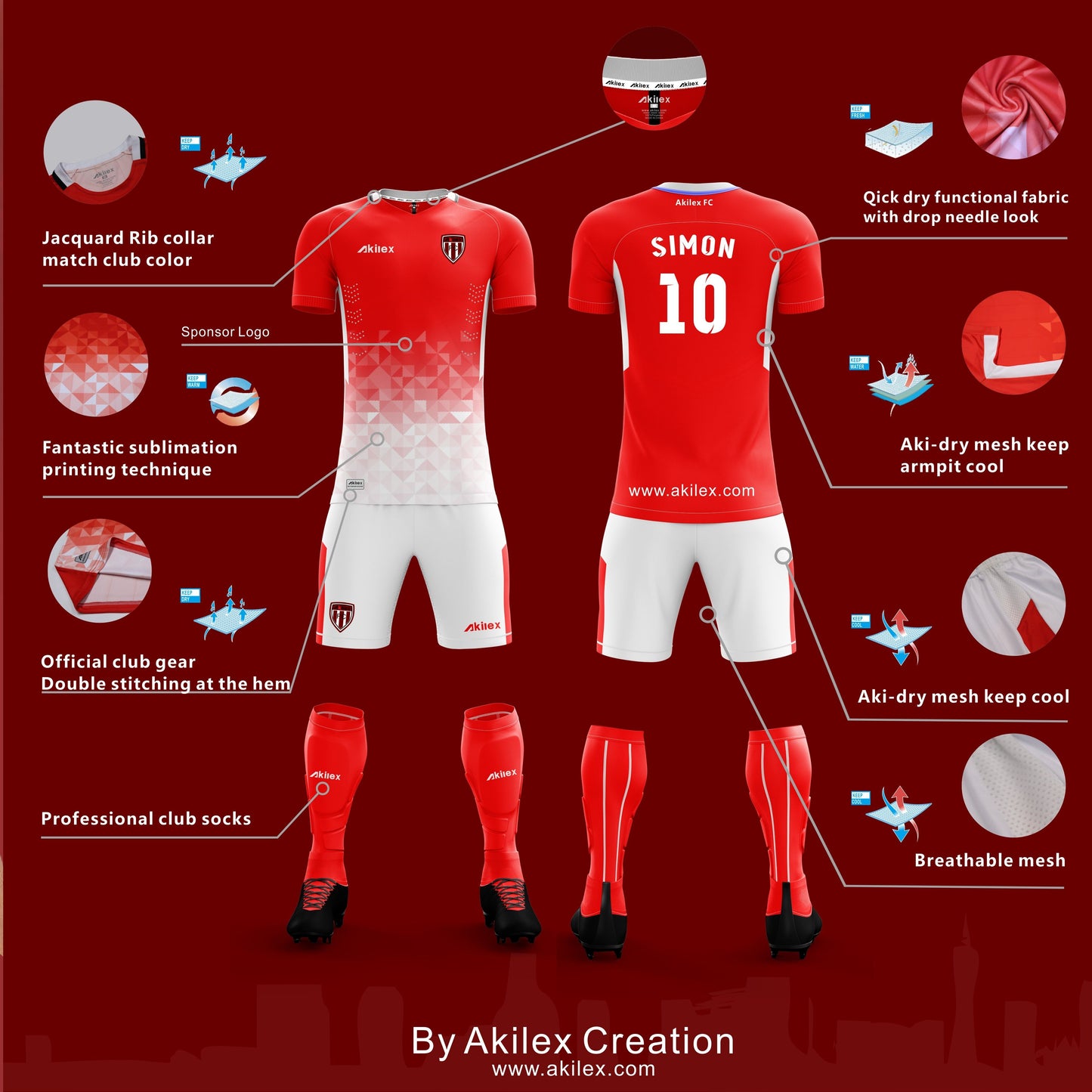 Factory Direct Full Set Of Football Uniform Sublimation Printing Football Uniform Football Shirt Mail Order Football