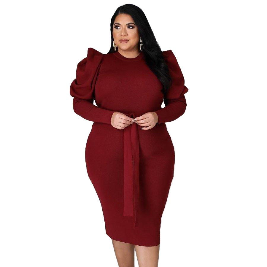 2021 Women's Long Sleeve Casual Tights Plus Size Dress Women's Clothing Plus Size Women's Dress