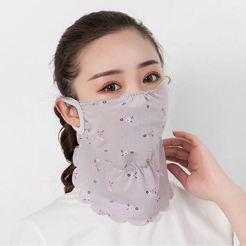 Hot Sale High Quality Flower Sunscreen Ice Silk Ear Hanging Veil Scarf Necessary For Women