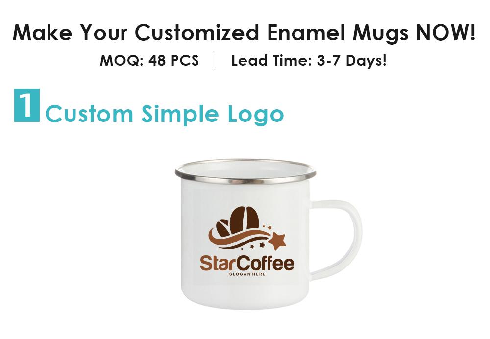 PYD Life 2022 Logo Printing Custom Sublimation Enamel Mug Steel Camping White Coffee Metal Enamel Cup