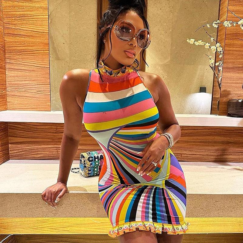 2024 Spring New Fashion Ladies Office Wear Button Waist Lantern Long Sleeve Dress Women