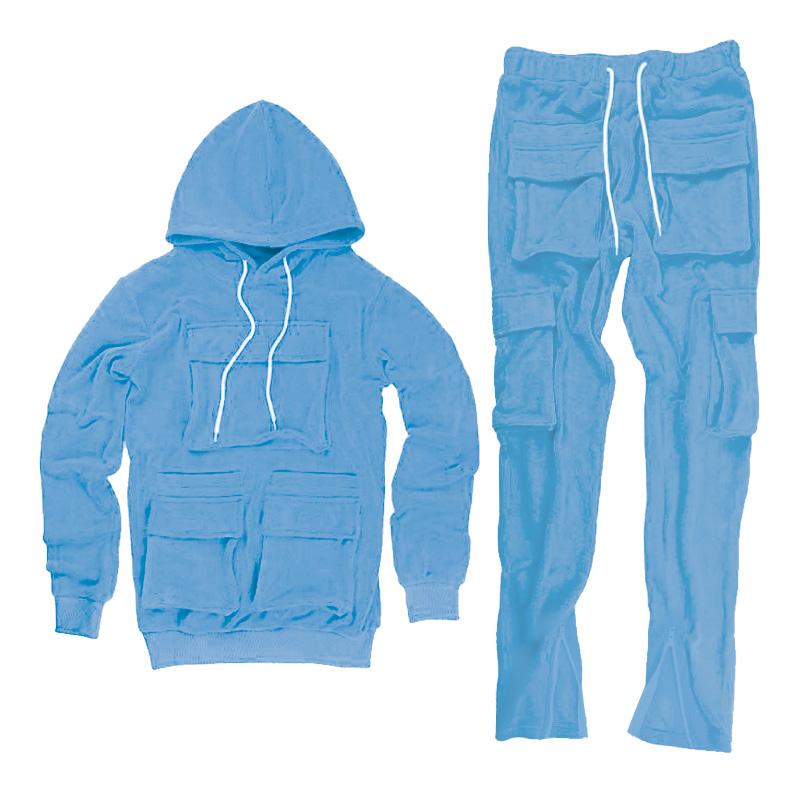 Top Fashion Multi-Pocket Autumn Clothing Men's Two-Piece Suit Hoodie Suit Sportswear Jogging Clothes Men's Sportswear Street Clothing