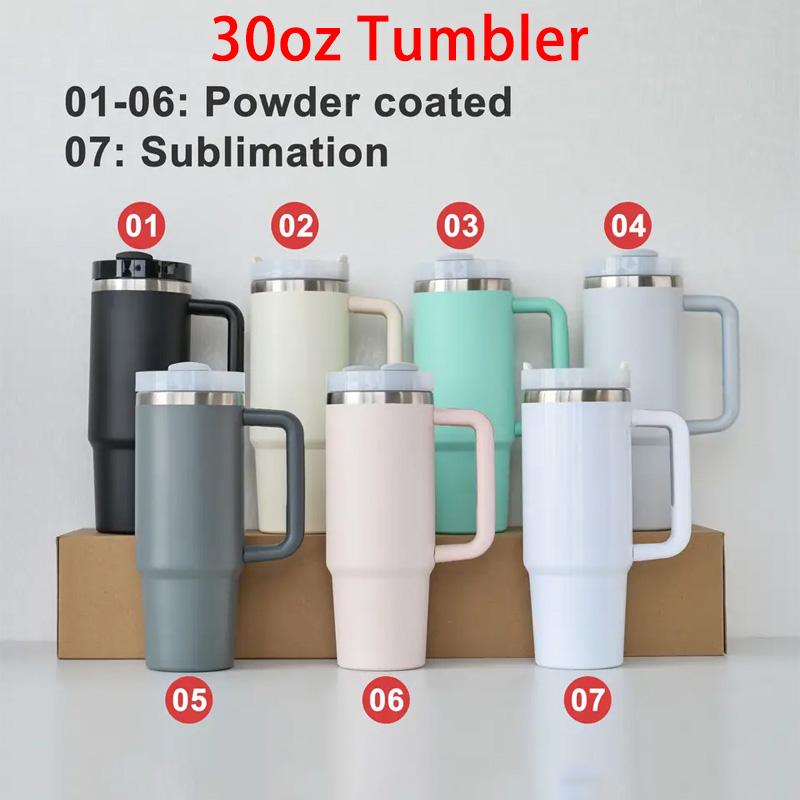 Custom Logo 30 Oz Cup Double Wall Vacuum Stainless Steel 40 Oz Coffee Outdoor Tumbler Travel Mug With Handle And Straw