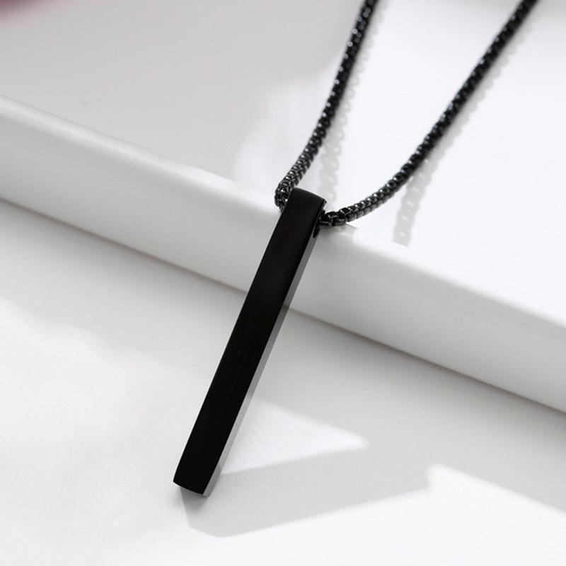 Stainless Steel Plain Vertical Rod Pendant Necklace Hot Sale Custom Carved Blank Rod Pendant Necklace
