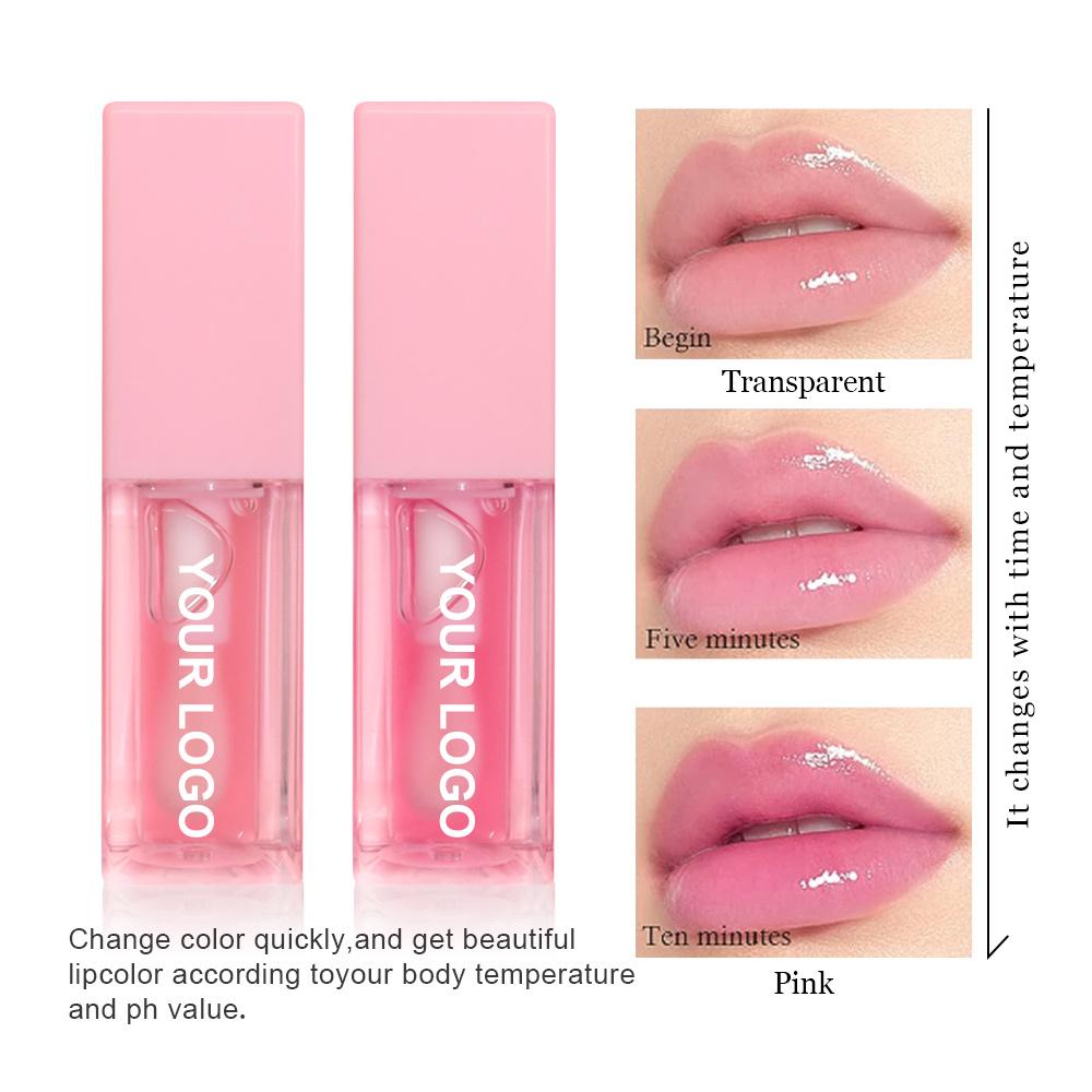 Big Brush 7 Color Changing Lip Oil Moisturizing Seasoning Fruit Transparent Vegetarian Private Label Pink Lip Gloss Lip Gloss