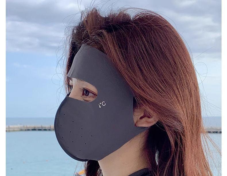 Women's Summer 'ice Silk' Full Face UV Protection Sunscreen Mask Non-traceable Breathable Thin Sunshade Veil Comfortable Daily Use