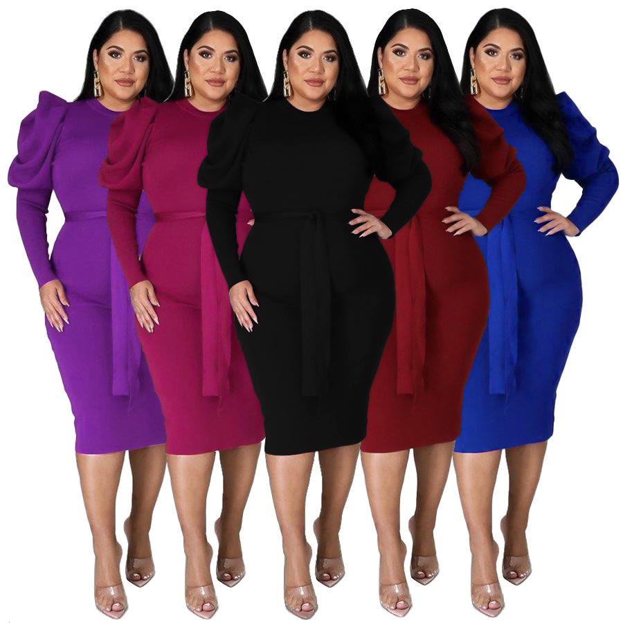 2021 Women's Long Sleeve Casual Tights Plus Size Dress Women's Clothing Plus Size Women's Dress