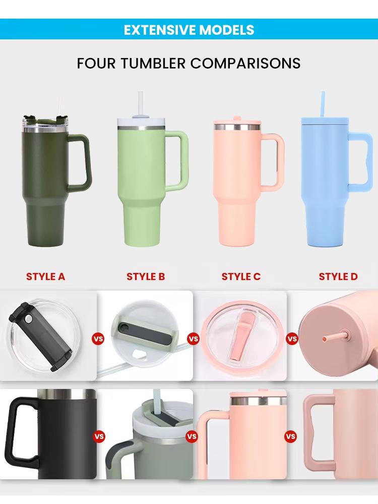 Factory Price 40 Oz Double Wall Vacuum Insulation Thermos Cup With Handle Lid Stainless Steel Car Thermos Cup Straw Coffee Cup Bottle