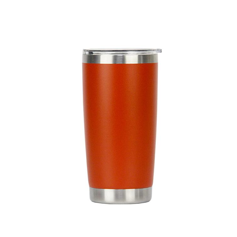 Custom 20 Oz Tumbler Cup With Powder Coated Color Double Wall Stainless Steel 20 Oz Coffee Tumbler With Lid And Straw