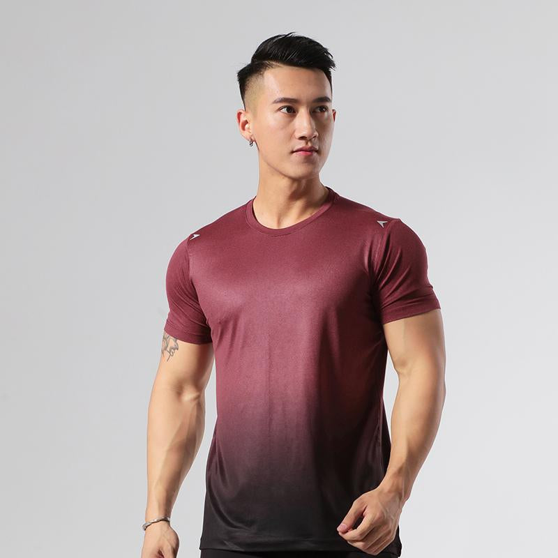 Quick Drying Four-way Stretch T-shirt Sports Top Sports Gradient Regular Suitable For Jogger Man Technical Shirt