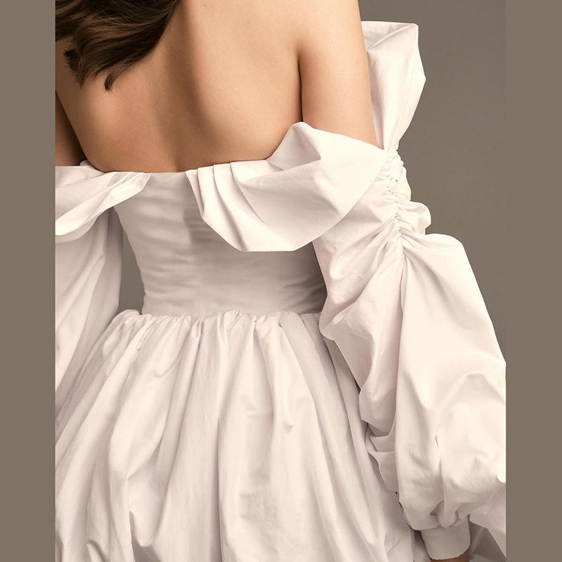 Stock Ruffle Detail Long Sleeve Women Mini Dress Trendy Women's Clothing