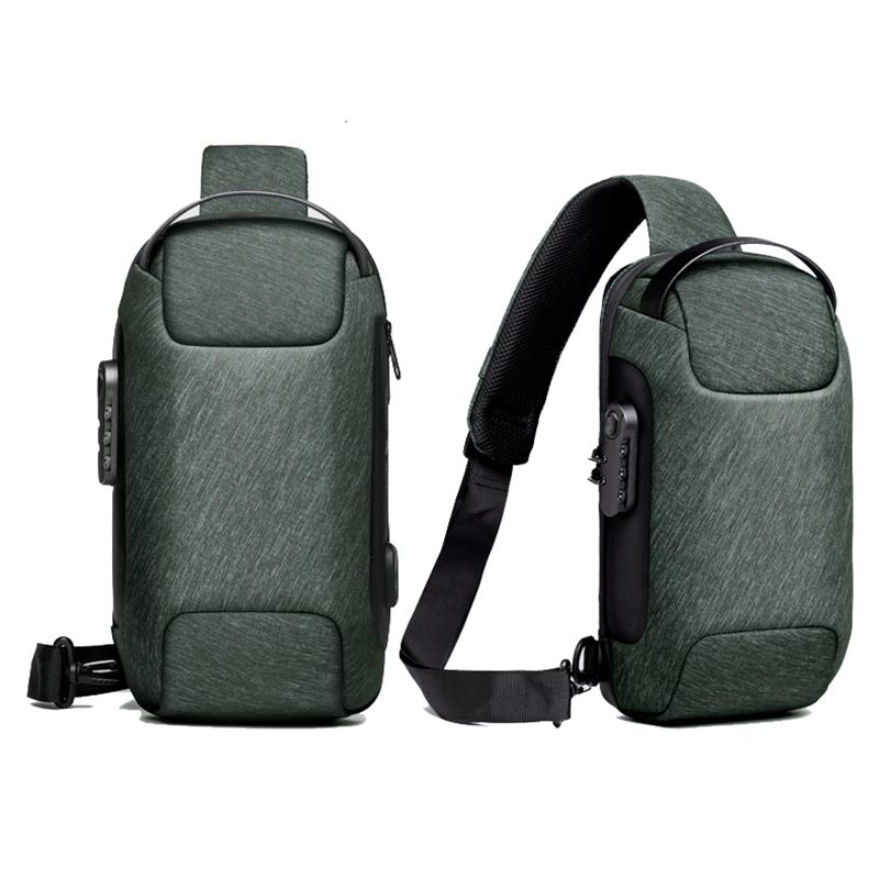 Anti-theft Men's Chest Bag Good Shape Beautiful Waterproof USB Rechargeable Crossbody Bag