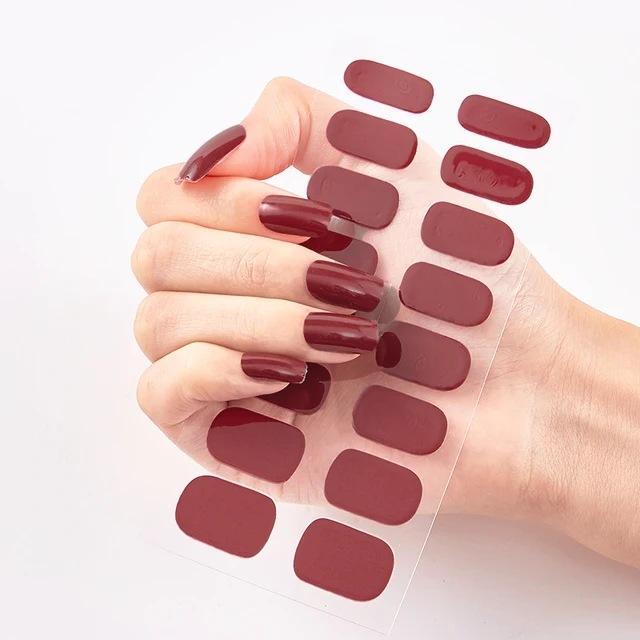 Waterproof Nail Gel Sticker Decal Semi-cured UV Lamp Gel Nail Sticker With UV Lamp, Durable