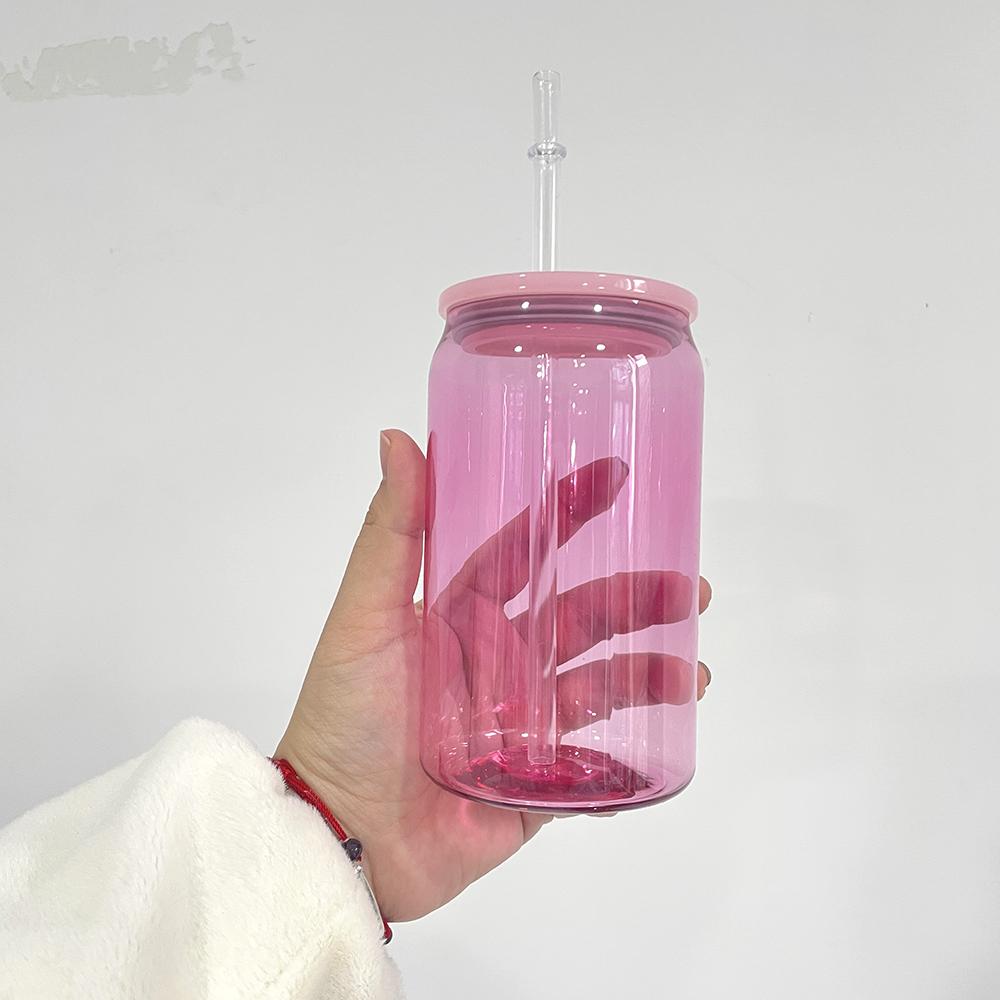 RTS Color Jelly 16 Oz Children's Acrylic Can With Lid And Straw Clear Plastic Cup-Shaped Drink For UV DTF Packaging