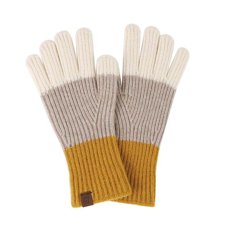 Winter Cold Weather Warm Wool Blend Jacquard Knit Gloves For Girls