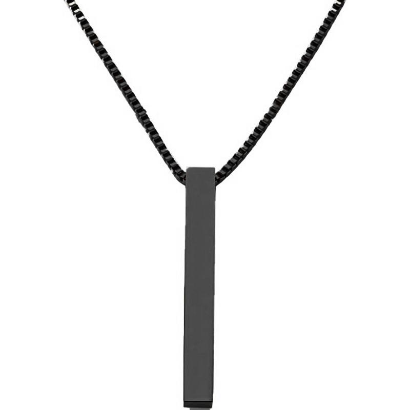 Stainless Steel Plain Vertical Rod Pendant Necklace Hot Sale Custom Carved Blank Rod Pendant Necklace