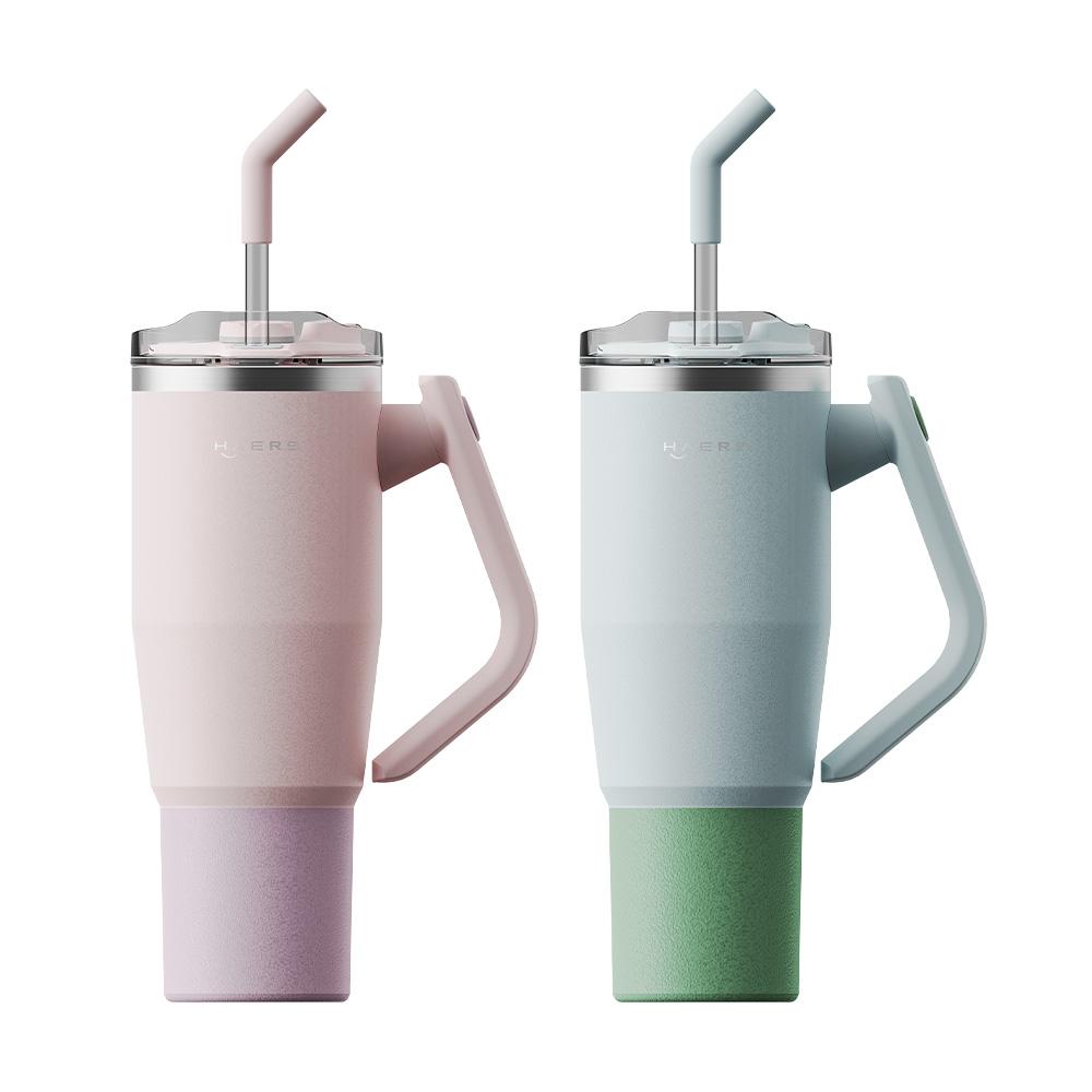 Hals Hot Sale Rotatable Handle Vacuum Metal Cold Cup Stainless Steel Travel Cup Cupping 40 Oz Thermos Cup With Lid And Straw