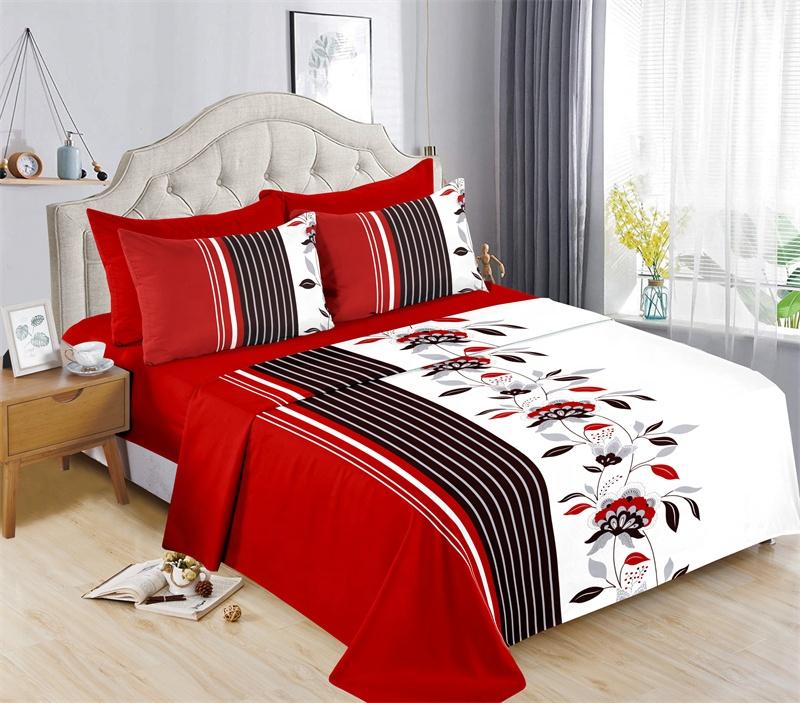 6pc Bedding Suit Wholesale In Stock Retail Printed Cotton Touch Fit Sheets King Bed Sheet With Pillowcase 6 Pcs